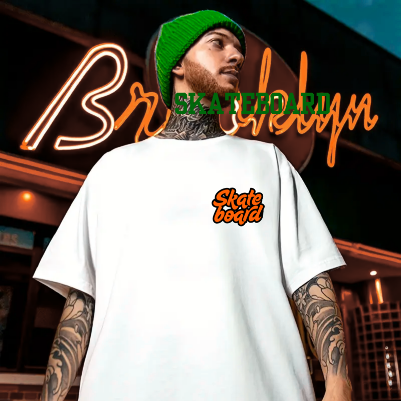 Skateboard Baskılı Erkek Tişört