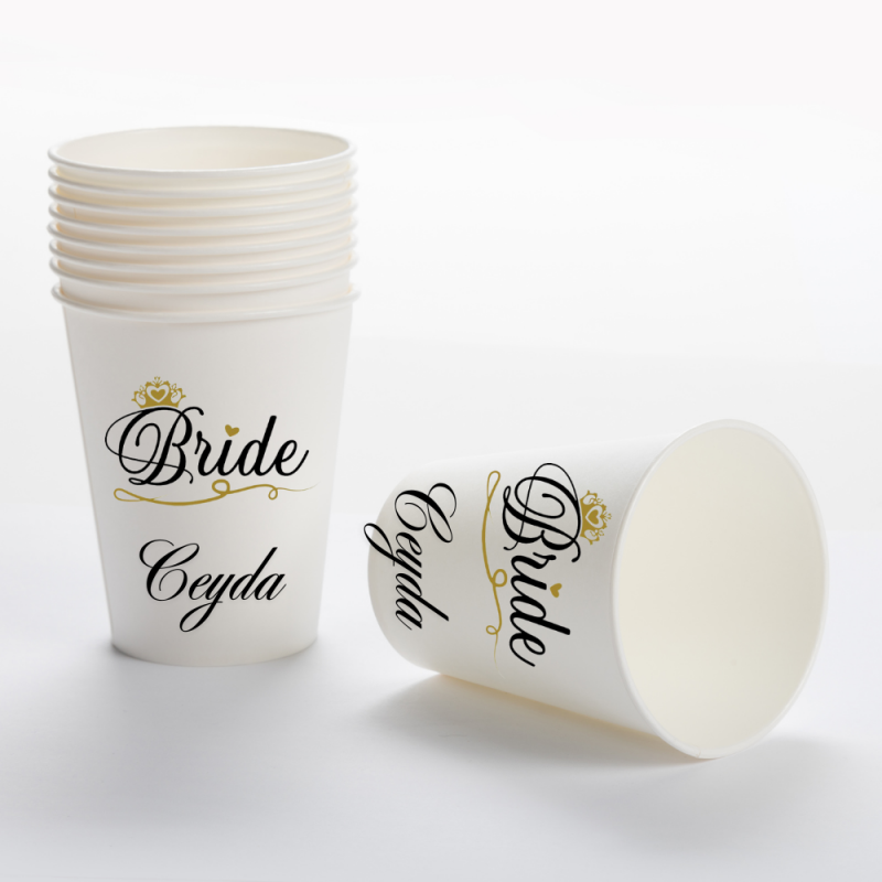 Kişiye Özel Bride Beyaz Karton Bardak