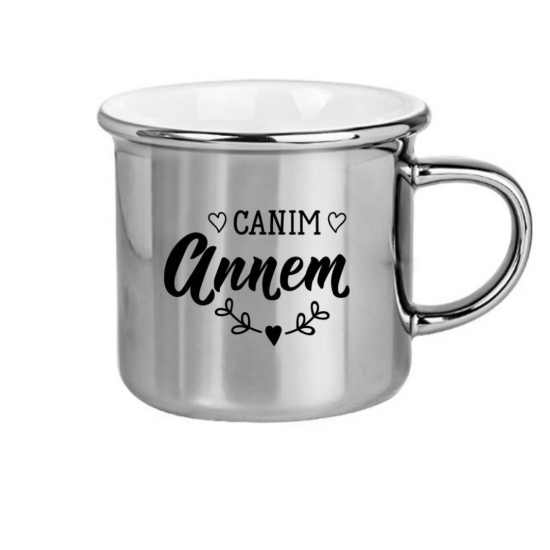 Anneler Gününe Özel Porselen Gümüş Kupa Bardak Anneler Gününe Özel Porselen Gümüş Kupa Bardak