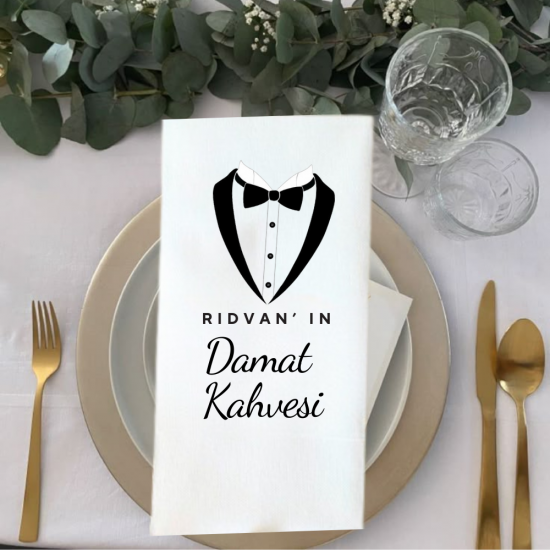 Damat kahvesi Smokin baskı Peçete 5 Adet Damat kahvesi Smokin baskı Peçete 5 Adet