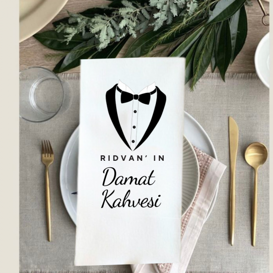 Damat kahvesi Smokin baskı Peçete 5 Adet Damat kahvesi Smokin baskı Peçete 5 Adet