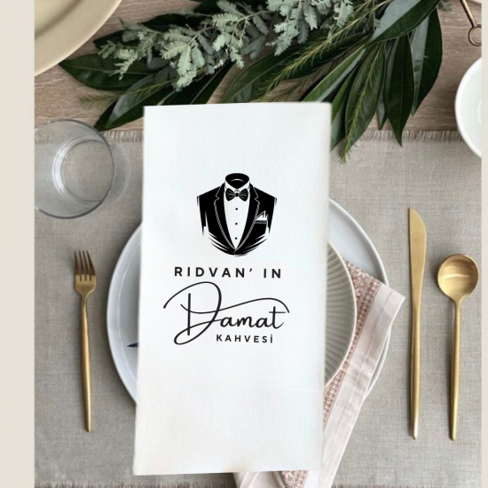 Damat kahvesi Smokin baskılı Peçete 5 Adet Damat kahvesi Smokin baskılı Peçete 5 Adet