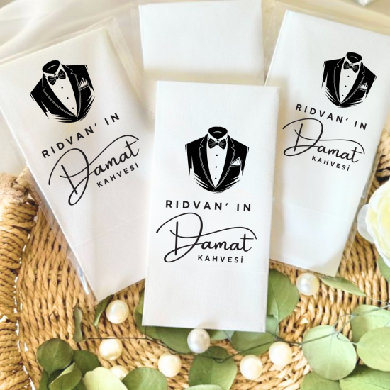 Damat kahvesi Smokin baskılı Peçete 5 Adet Damat kahvesi Smokin baskılı Peçete 5 Adet