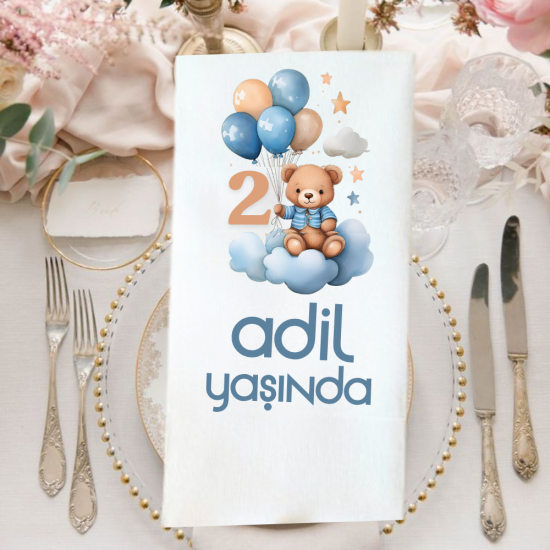 Ayıcık Baskılı Doğum günü peçetesi 20 adet Ayıcık Baskılı Doğum günü peçetesi 20 adet