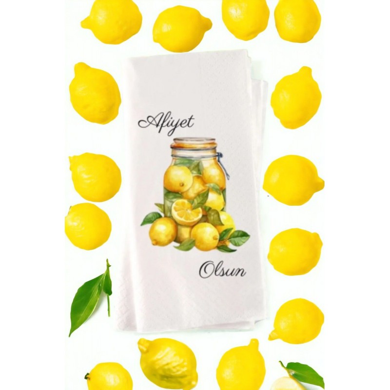 Kişiye Özel Yaz Konsepti Limonlar Temalı Sunum Peçetesi 20’li