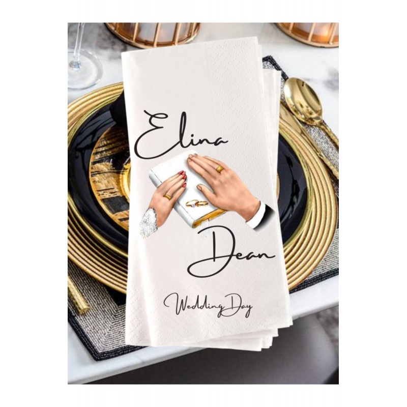 Baskılı Peçete Düğün Wedding Printed Napkin Peçetesi 20 adet