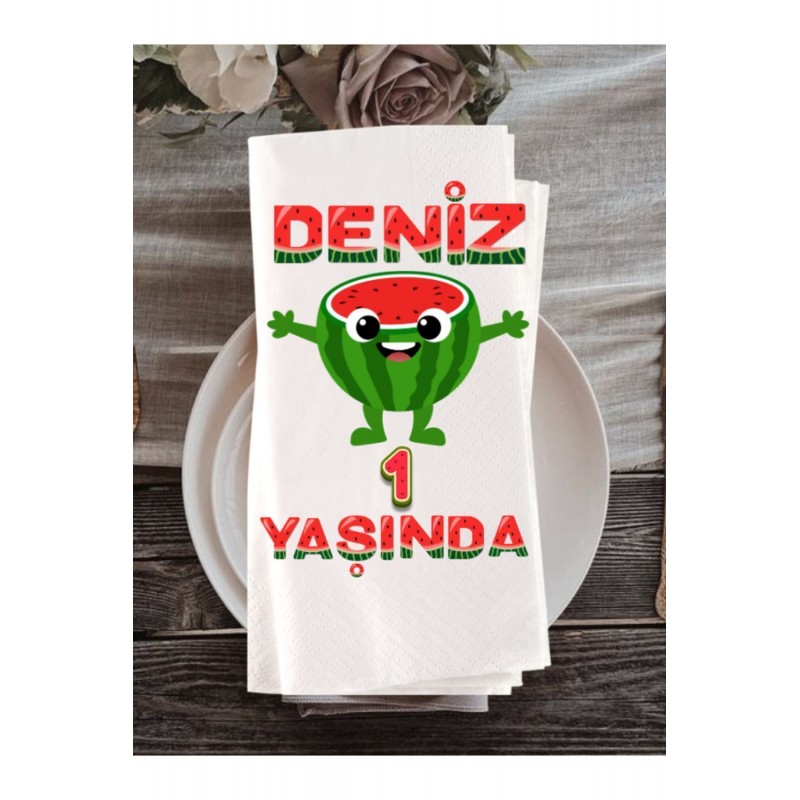Karpuz baskılı doğum günü peçete