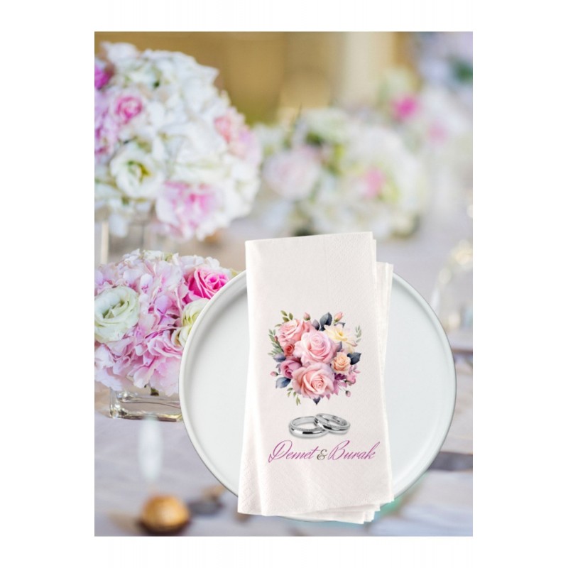 Nişan Düğün Wedding Organizasyon Kişiye Özel Baskılı Peçete 20adet 00001