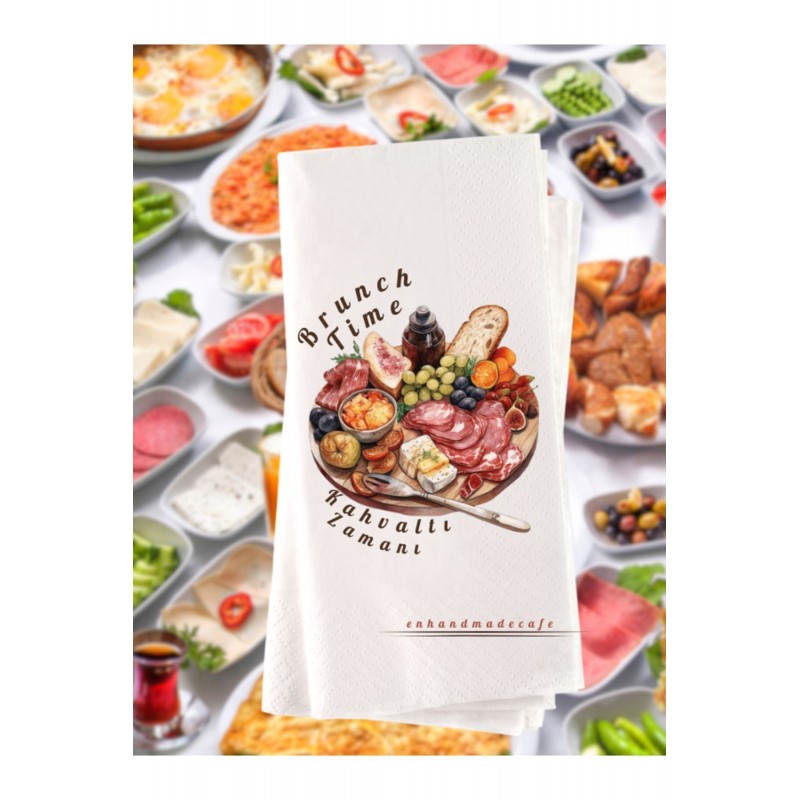 Brunch Kahvaltı Temalı Baskılı Peçete 20 Adet 1xx