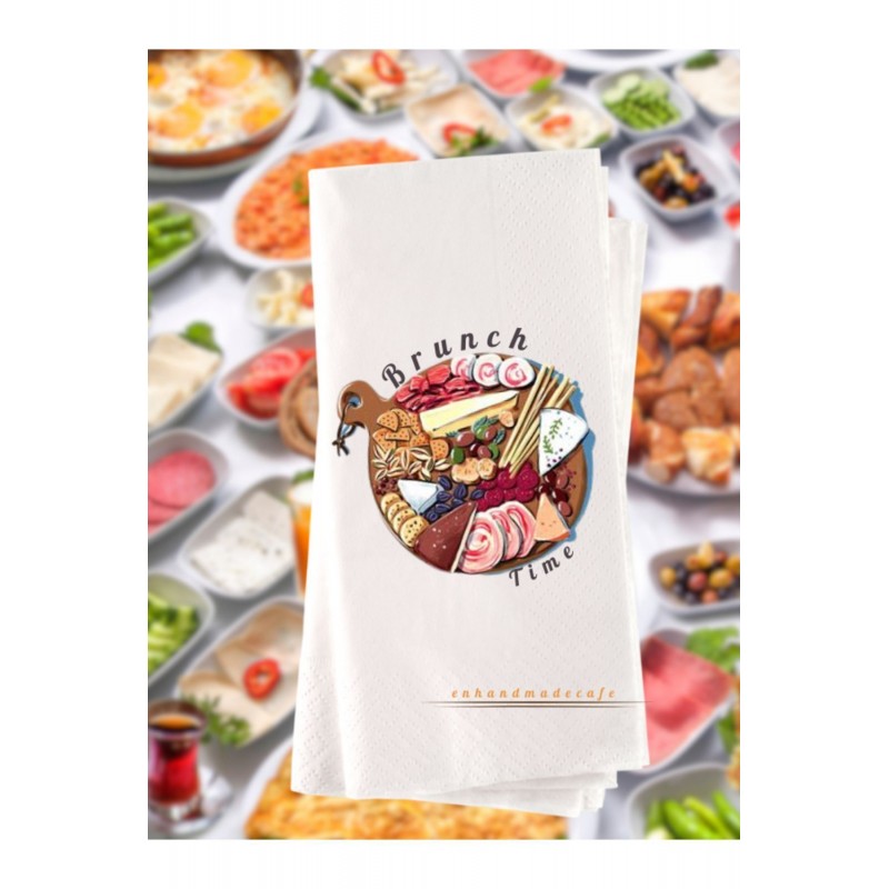 Brunch Kahvaltı Temalı Baskılı Peçete 20 Adet 1xx1