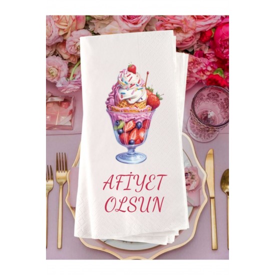 Dondurma Temalı Afiyet Olsun Baskılı Peçete 20 Adet 1000 Dondurma Temalı Afiyet Olsun Baskılı Peçete 20 Adet 1000
