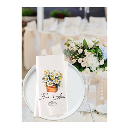 Nişan Düğün Wedding Papatya Temalı Kişiye Özel Baskılı Peçete 20adet Nişan Düğün Wedding Papatya Temalı Kişiye Özel Baskılı Peçete 20adet