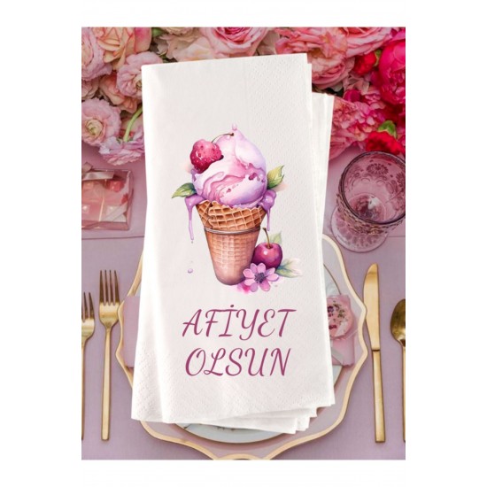 Dondurma Temalı Afiyet Olsun Baskılı Peçete 20 Adet 1002 Dondurma Temalı Afiyet Olsun Baskılı Peçete 20 Adet 1002