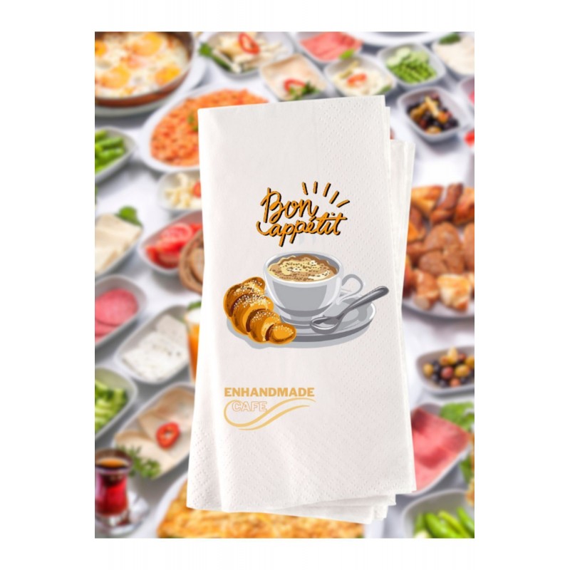 Brunch Kruvasan Kahvaltı Temalı Baskılı Peçete 20 Adet