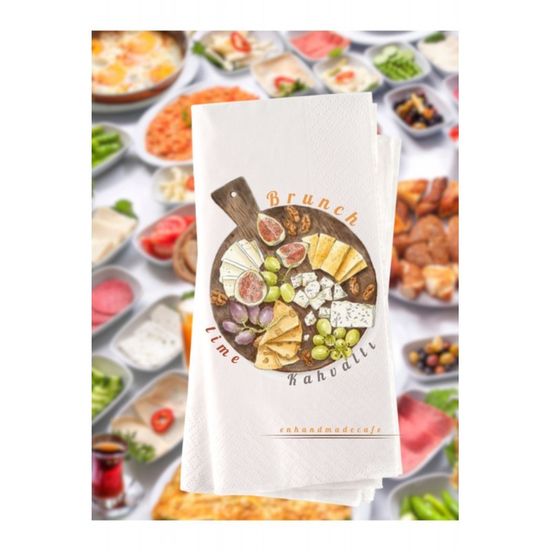 Brunch Kahvaltı Temalı Baskılı Peçete 20 Adet 2xx2